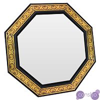 Зеркало восьмиугольное в греческом стиле черное с золотом Caravan