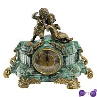 Часы малахит с бронзовыми фигурками Ангелочков Angels