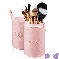 ZOREYA Набор профессиональных кистей для макияжа 12 штук в розовом футляре