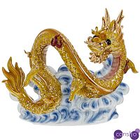 Декоративная фарфоровая статуэтка Китайский дракон на облаке Золото