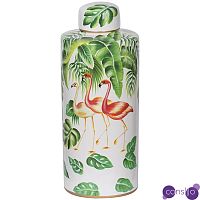 Ваза с крышкой Three Flamingos Green White Vase