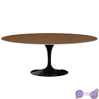 Обеденный стол овальный орех с черной гляцевой ножкой 180х100 см Apriori T