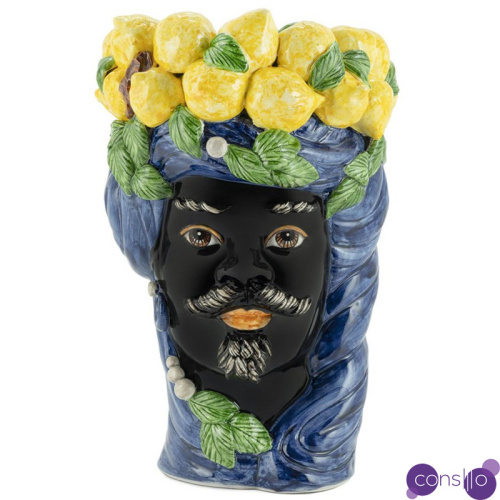 Ваза Vase Lemon Head Man Blue