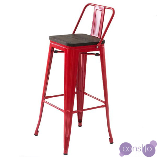 Барный стул Tolix Bar Stool 75 Backed Wood Red designed by Xavier Pauchard in 1934