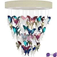 Люстра Цветные Бабочки Жемчужно-серая база Night Butterflies Chandelier Multi Color