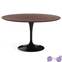 Обеденный стол круглый орех с черной глянцевой ножкой 120 см Apriori T