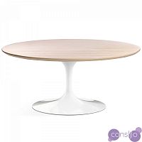 Журнальный столик белый глянцевый с деревянной столешницей 100х60 см Apriori T