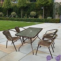 Мебель из ротанга, стол и кресла коричневый, комплект на 4 персоны Николь-3C