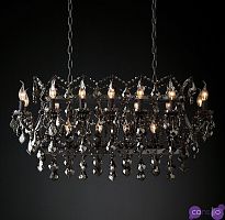 Подвесной дизайнерский светильник 19th C. Rococo Iron & Smoke Crystal Rectangular Chandelier 40" by Restoration Hardware