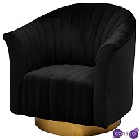 Кресло вращающееся в чёрной велюровой обивке Toronto Black Armchair