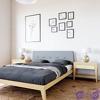 Кровать двуспальная с мягким изголовьем 160x200 светло-коричневая Fly Soft