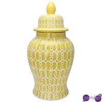 Ваза с крышкой Ceramic Yellow White Ornament Vase