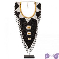 Африканское Ожерелье на подставке NECKLACE BEADS BLACK WHITE MUSTARD