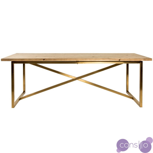 Обеденный стол деревянный на золотом основании 240 см Мэтр