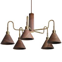 Линейная люстра Theo Metal Wooden Linear Chandelier