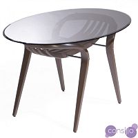 Обеденный стол стеклянный овальный с темно-коричневыми ножками 120х80 см Apriori