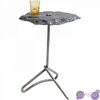Приставной столик каменный серый с металлической ножкой Vulcano Handle