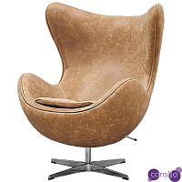 Кресло яйцо Egg Chair коричневая винтажная кожа
