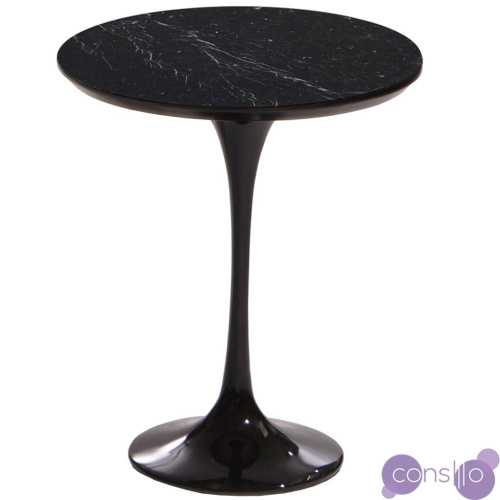 Приставной столик черный глянцевый с керамогранитом 42 см Apriori T