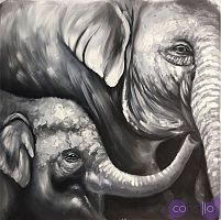 Картина маслом Милые слоны