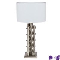 Настольная лампа с Белым Абажуром Damian Nickel Table Lamp