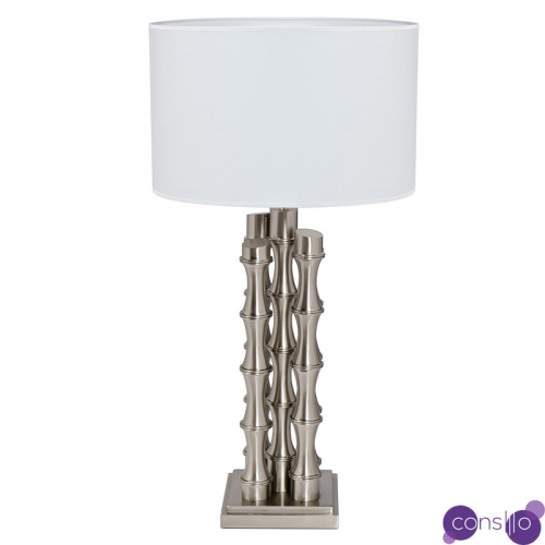 Настольная лампа с Белым Абажуром Damian Nickel Table Lamp