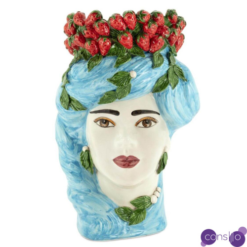 Ваза VASE STRAWBERRIES HEAD LADY BIG Blue