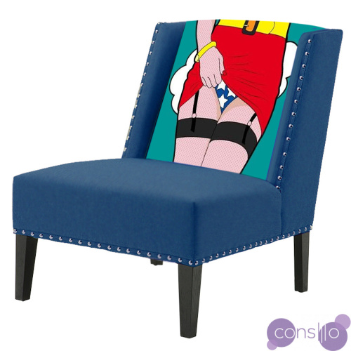 FUN Armchair "Super woman" Blue Дизайнерское кресло с цветным принтом