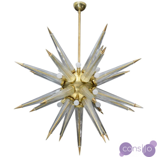 Люстра Brass Sputnik Chandelier with Murano Glass Spikes