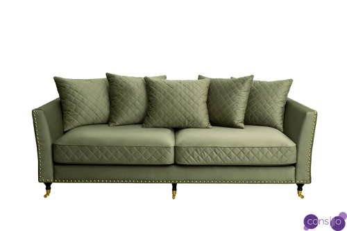 Диван Sorrento 220 трехместный велюровый оливковый