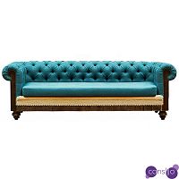 Диван Deconstructed Chesterfield Sofa triple turquoise Linen