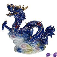 Декоративная фарфоровая статуэтка Китайский дракон Синий