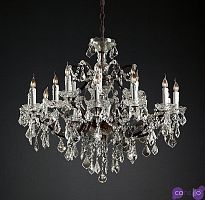 Подвесной дизайнерский светильник 19th C. Rococo Iron & Clear Crystal Round Chandelier 33" by Restoration Hardware