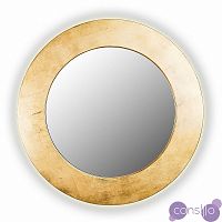 Золотое зеркало круглое настенное PIECES