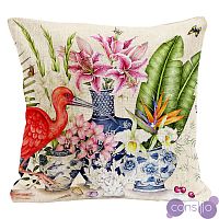 Декоративная подушка Flowers and Scarlet Ibis Pillow