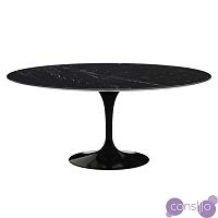Обеденный стол овальный черный глянцевый с топом керамогранит Nero marquina 180х100 см Apriori T