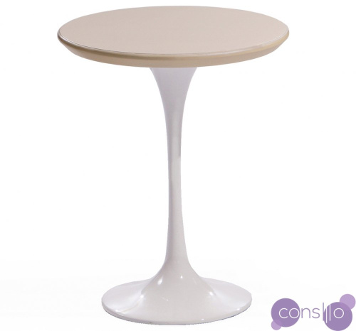 Приставной столик белый глянцевый с топом выбеленная береза 42 см Apriori T