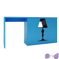 Письменный стол голубой с черным декором Лампа от Odingeniy