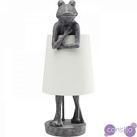 Лампа настольная Frog Серая с белым абажуром