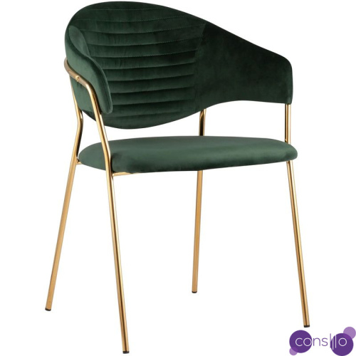 Стул Alexis Chair Пыльно-Зеленый цвет Золотые ножки