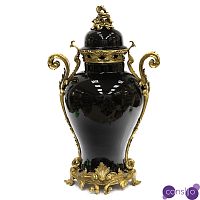 Большая ваза Selenia Black Vase Bronze Patterns